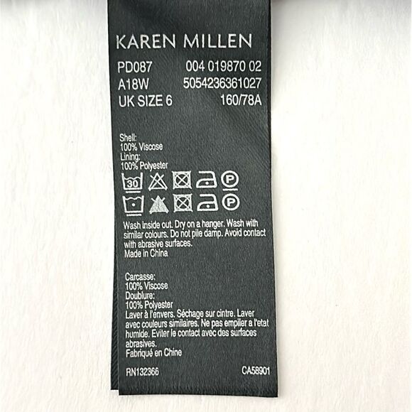 Karen Millen Faux Wrap Jumpsuit Black Tropical Floral Print Long Sleeves US 2 - Picture 13 of 14